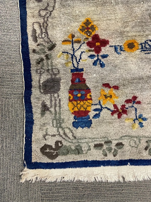 Ornate & Gorgeous 3' 1" x 4' 10" Gray & Blue Chinese Art Deco Rug, circa 1920 gallery