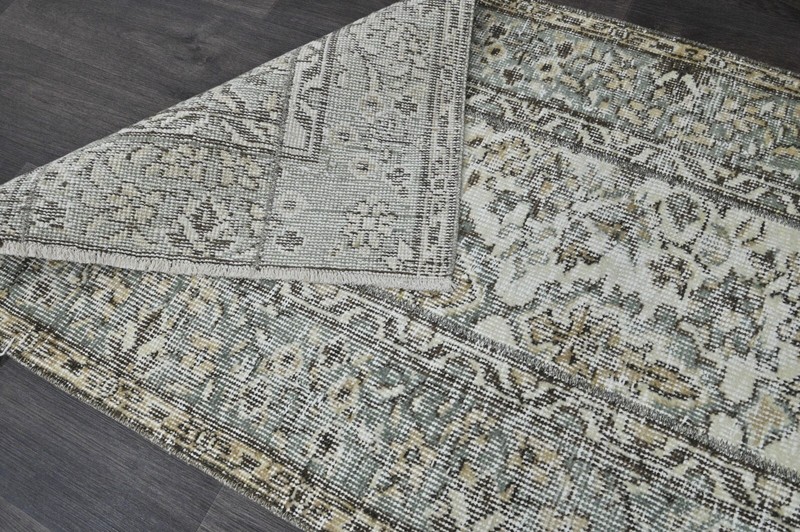 Vintage Turkish Runner Rug 2x9ft Wool Anatolian Handmade Hallway Oushak BEIGE gallery