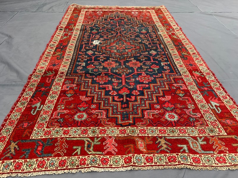 4'3" x 7'2" Antique Turkish Hand-Knotted Caucasian Geometric Rug, Rare Rug gallery