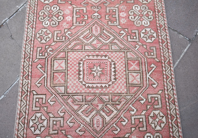 Vintage Turkish Rug 32'' x 75'' Muted Dye Rug Anatolian Canakkale Hallway Rug gallery