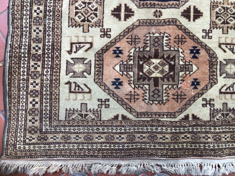 Vintage Oriental Area Rug 3’9”X 5’7” Genuine Hand Woven Tribal Not Seen Much Use gallery