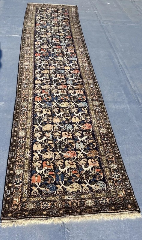 3 X 15 Rare Antique 100% Wool Kurdish Runner Rug Beautiful Pattern Arabesques gallery