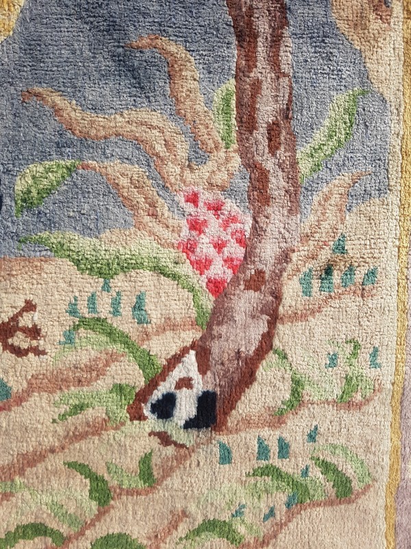 Vintage Handmade Peking Chinese Two cranes Wool Rug Carpet 137x88 cm gallery