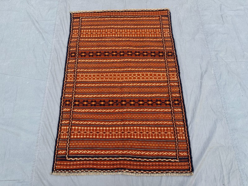 3'4 x 4'11 ft Vintage Afghan Sumak Kilim Rug Handwoven Tribal Wool Area Carpet gallery