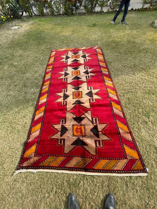 160 X 315 COLLECTORS ITEM Stunning Vintage Natural Vegi Caucasian Star Kazak Rug gallery