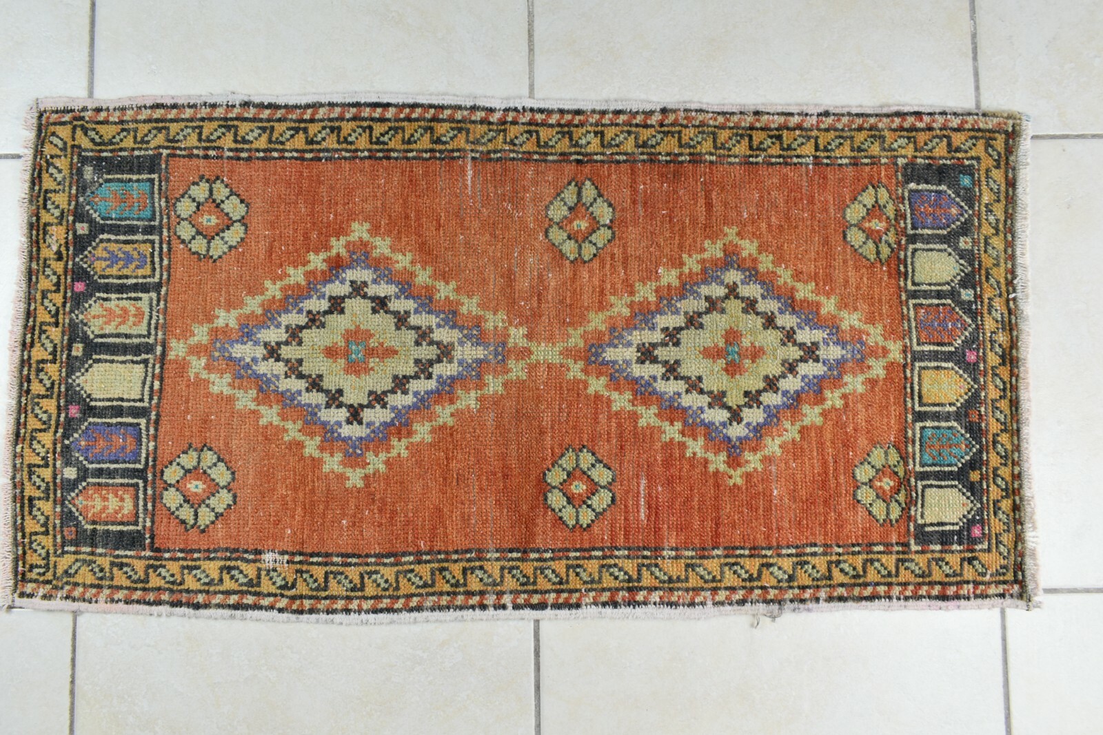 3x1.5 ft Anatolian Runner Small Vintage Rug Oushak Runner Mini Turkish Rug Y80 gallery