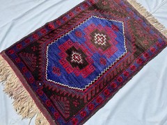 3×4 ft Afghan Tribal Hand Knotted Antique Baluchi Rug Oriental Blue Area Carpet