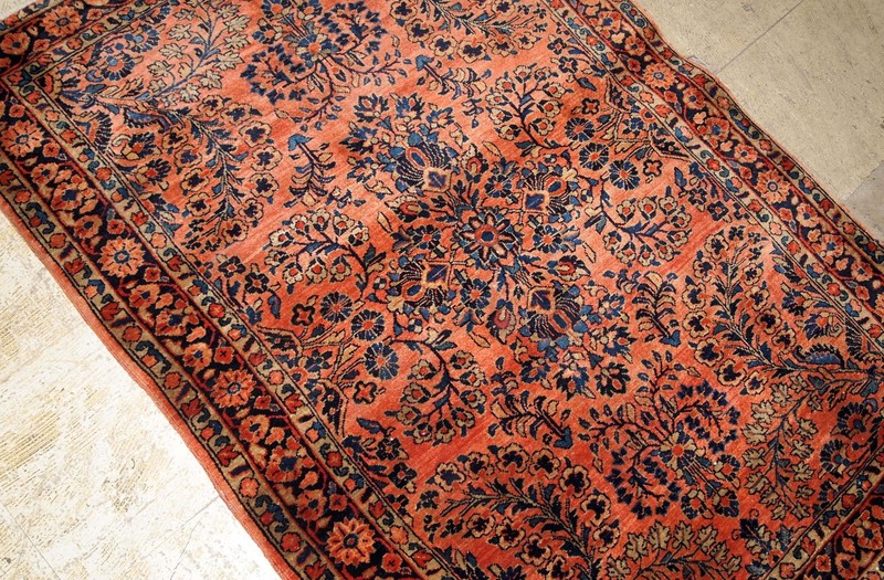Handmade Oriental Rug 97x161cm Red Floral Wool 1920s Vintage gallery