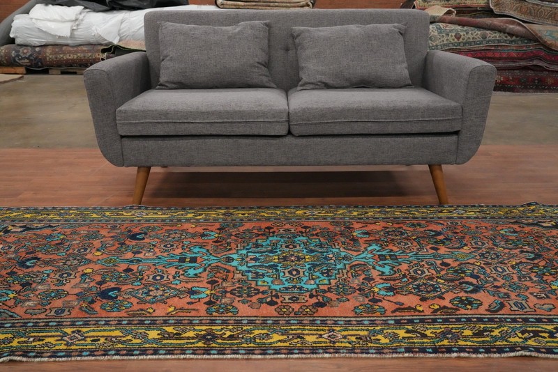 Vintage Handmade Wool Traditional 10' Runner Rug 3x10 ft Hallway Orange Carpet gallery