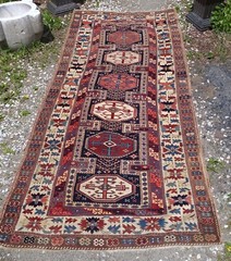 FANTASTIC ANTIQUE CAUCASUS KUBA ORIENTAL RUG FINELY HANDWOVEN 3’5″ X 8’9″ C-1860