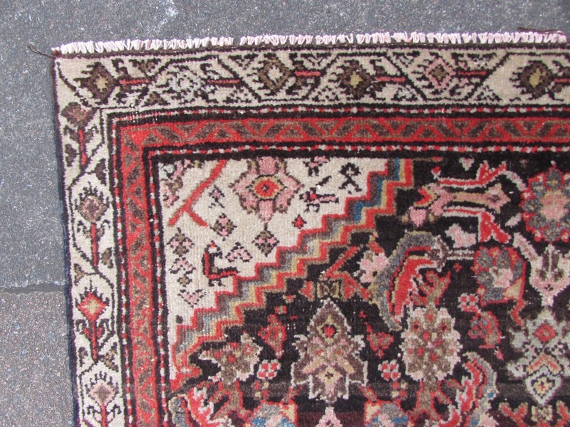 Antique Worn Hand Made Traditional Oriental Wool Blue Red Rug 194x110cm gallery