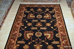 _HANDMADE_WOOL_RUG_6′ X 9′ Mahal design rug ***100% Wool RUG*** BLACK BACKGROUND