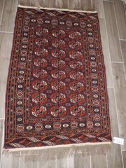 3x6ft. Antique Handmade Tekke Bokharra Wool Rug