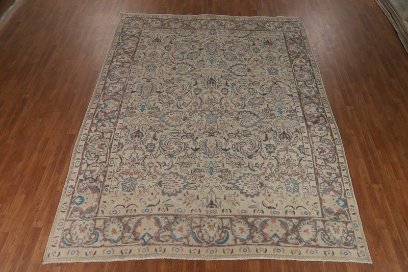 Vintage Floral Wool Tebriz Traditional Area Rug 9x11 Wool Hand-knotted Carpet gallery