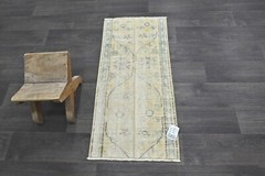 Oushak Turkish Doormat Rug 2×3 YELLOW Anatolian Handmade Vintage Small Kilim Rug
