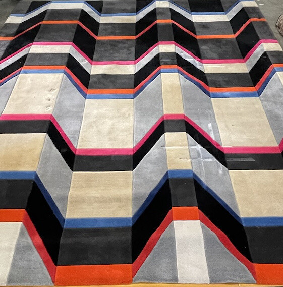 EDWARD FIELDS VINTAGE CUSTOM MODERN ART ABSTRACT AREA RUG SIGNED LARGE RARE 1982 gallery