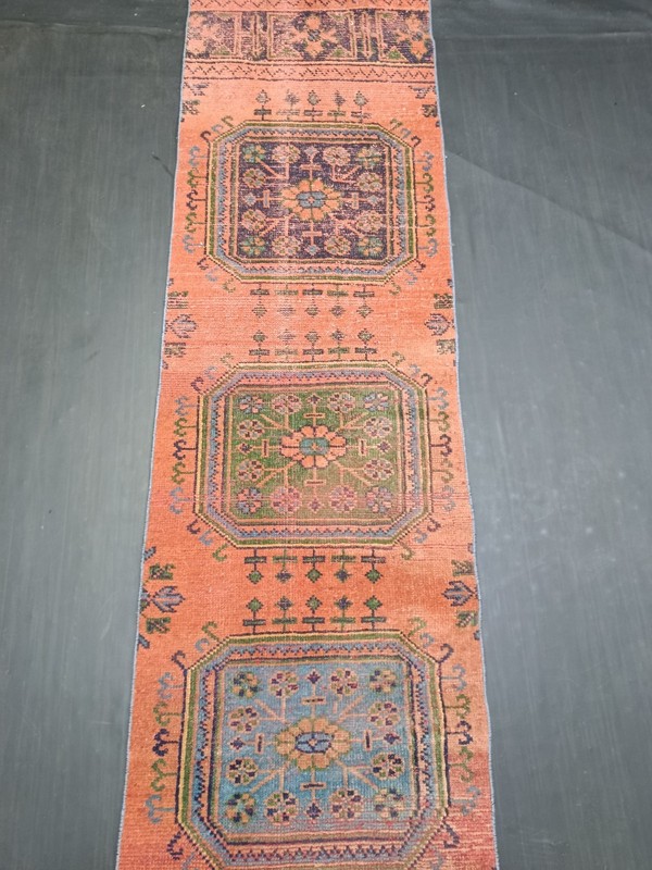 Long Red Medallion Handmade Runner, 2.1x11.9ft, Vintage Turkish Entryway Rug, gallery