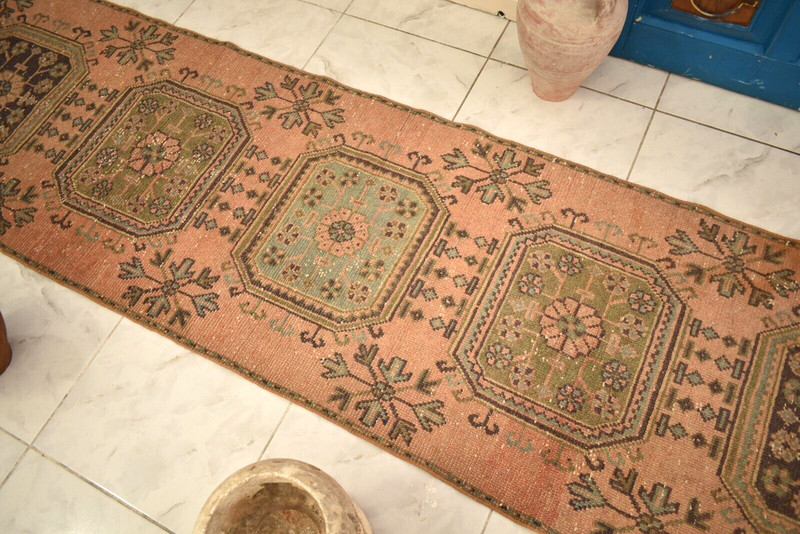 Turkish Rug 31'' x 135'' Vintage Anatolian Runner Rug Hallway Corridor Area Rug gallery