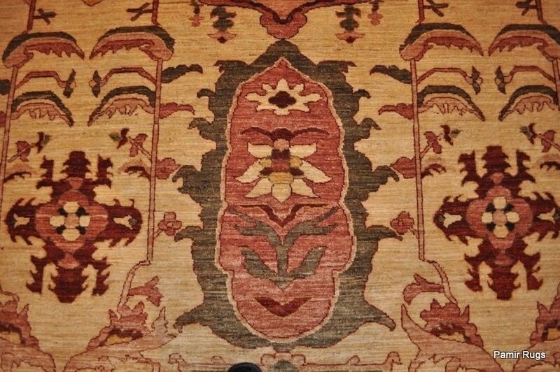 _HAND-MADE_HERIZ_DESIGN_9X12 FT. VEGETABLE DYED NATURAL COLOR BEIGE, DARK RED gallery