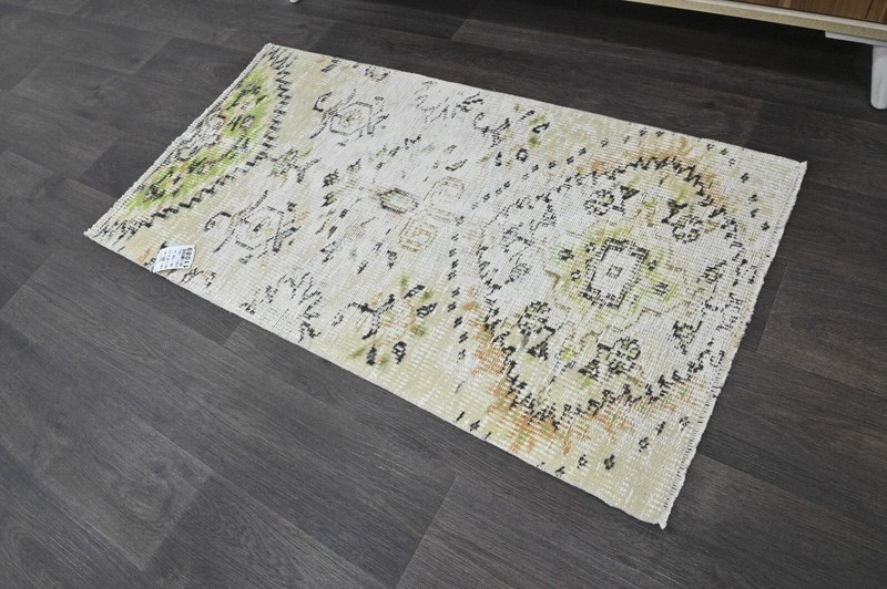 Oushak Turkish Doormat Rug 2x4 BEIGE Vintage Anatolian Handmade Small Kilim Rug gallery