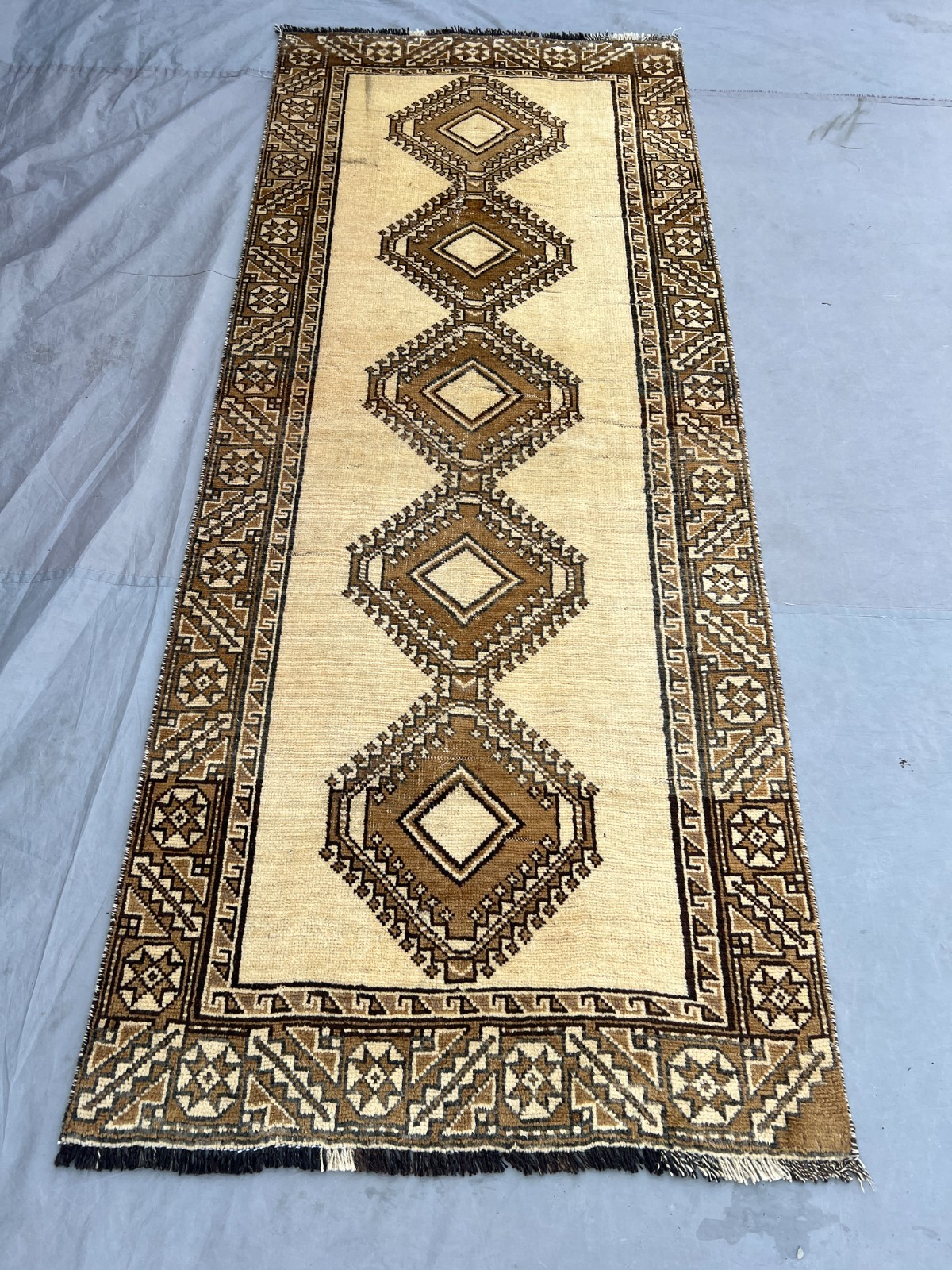 2x9 ANTIQUE HERIZ RUNNER RUG handmade VINTAGE narrow long geometric real 2x10 ft gallery