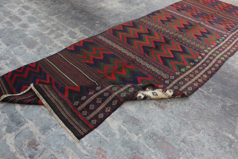 Vintage Afghan Hand-knotted 11'4''x4'1'' ft Traditional Wool Rug gallery