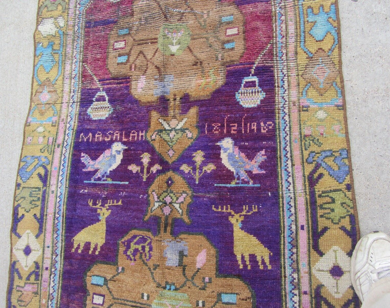 Turkish Nomad Tribal Rug Hand Made Primitive Great Colors Antique 43" x 91" gallery