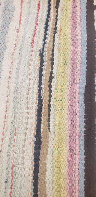 Vintage Farmhouse Handmade Rag Rug Multi-Color Stripe Flatweave Design 47"x 22" gallery