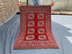 Vintage Turkmen Ersari Rug, Soft Pile, 2’8 x 3’10 ft Bathroom, Red Wool Area Rug