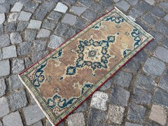 Turkish Small ug, Vintage rug, Handmade wool rug, Entryway rug 1,3 x 2,9 ft