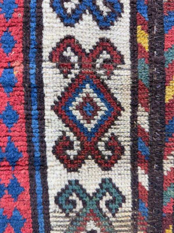 Antique Hand Knotted Caucasian Border Wool Rug Fragment 103x43 Cm gallery