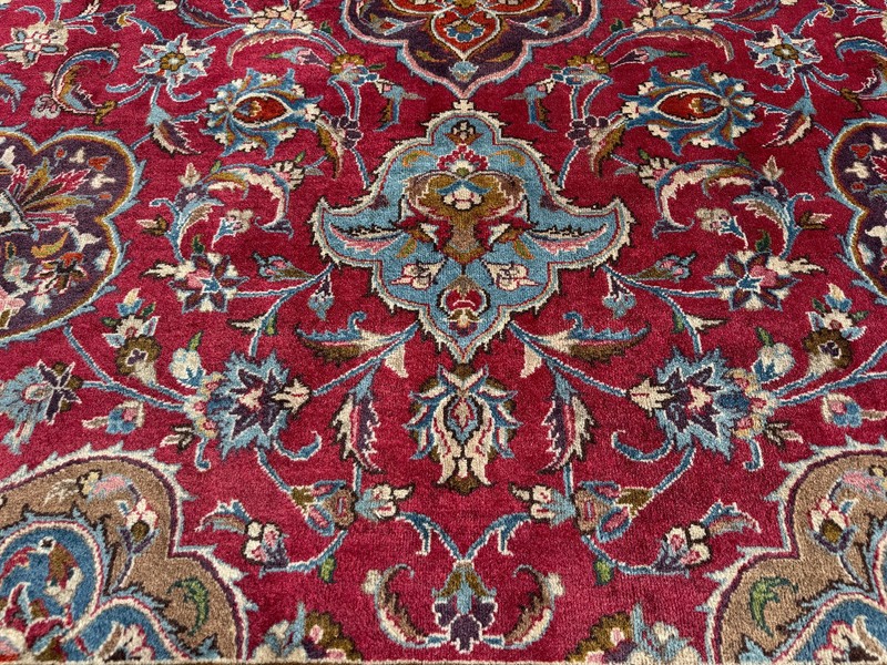 9x12 SIGNED RED ANTIQUE ORIENTAL RUG COLORFUL HAND-KNOTTED handmade big VINTAGE gallery