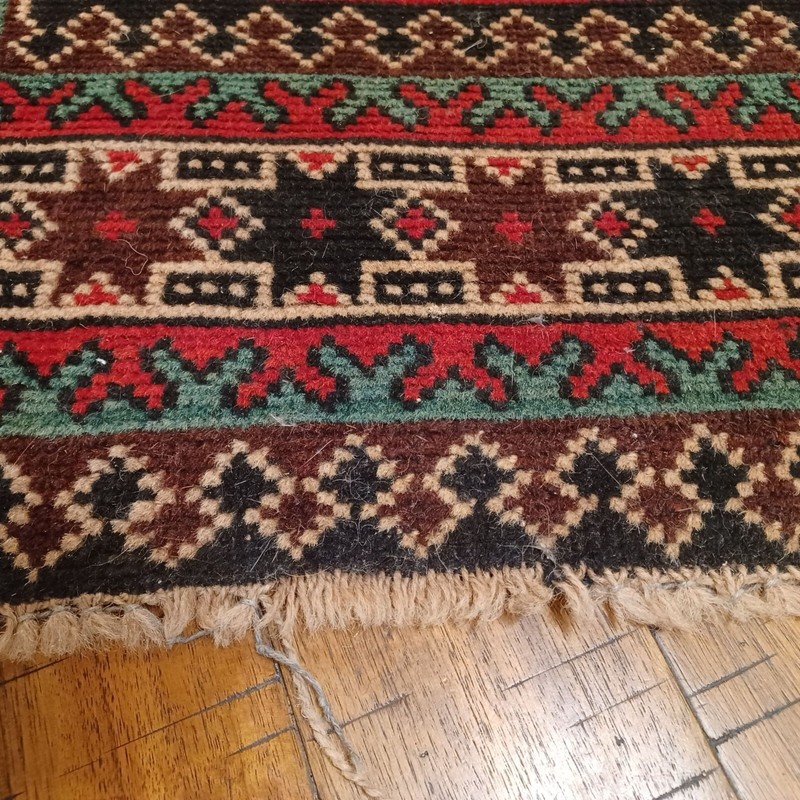 Circa 1950's Turkish Wool Prayer Rug Wool Hand Knotted 60" x 32.5" BEAUTIFUL gallery