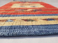 Vintage Traditional Handmade Mexican Wool Multicolor Kilim Rug 3.1×1.7 ft