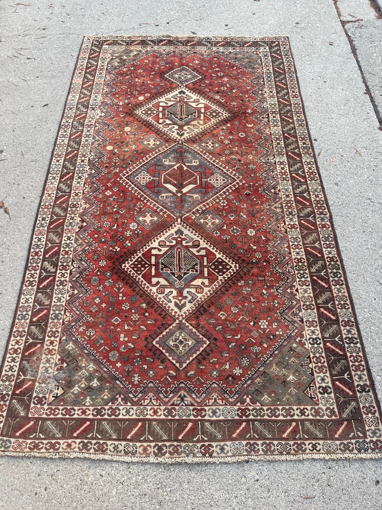 Vintage Hand Knotted Wool Area Rug 5'4" X 9"9"