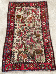 Vintage Hand Made Traditional Rug Oriental Wool Multicolor Carpet 111×68 cm