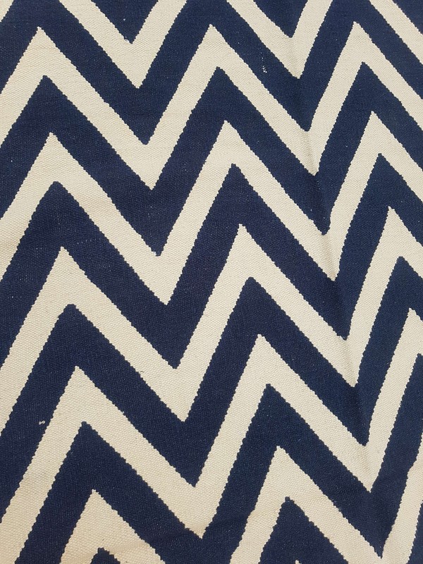 Vintage Handmade Traditional Geometric Blue Kilim Floor Rug Carpet 238x157cm gallery