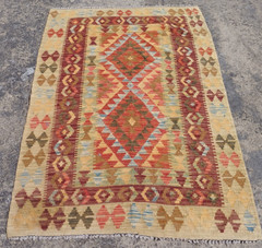 Vintage Handmade Turkish Tribal Wool Kilim Rug Carpet 145×96 cm