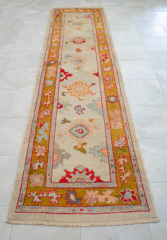 Handmade Turkish Oushak Runner Authentic Wool Rug Made in Oushak - 2'11" x 11'9" gallery