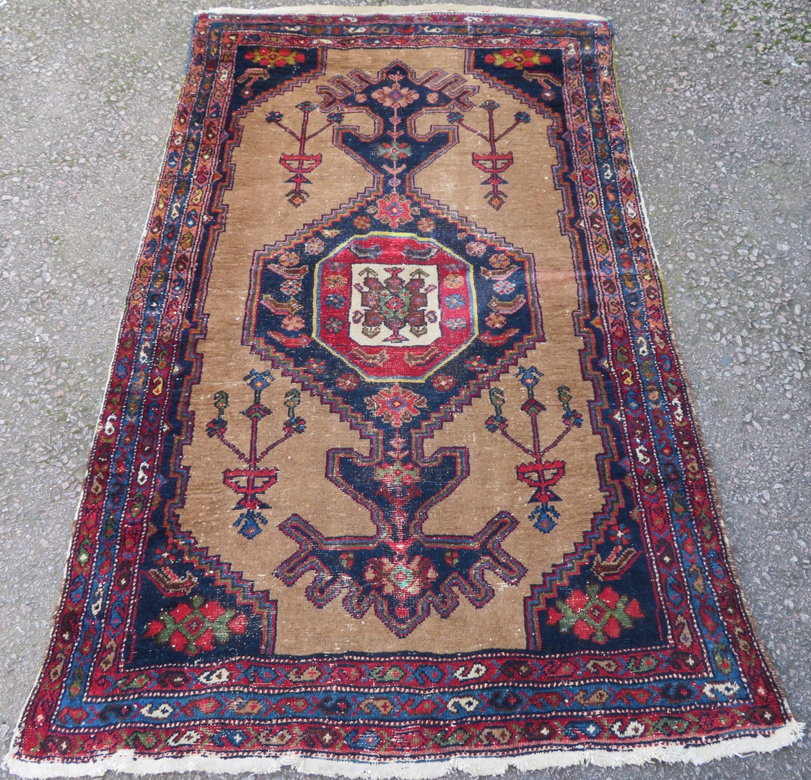 Distressed Antique Hamedan Rug. 202cm X 132cm. gallery