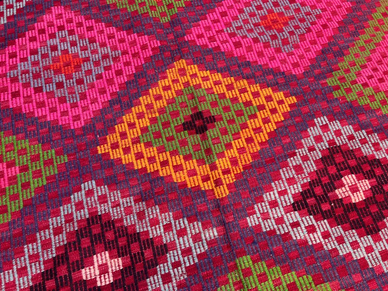 Turkish Kilim Handwoven 6'x9' Cicim Kilim Natural Wool Vintage Rug 200x295cm gallery