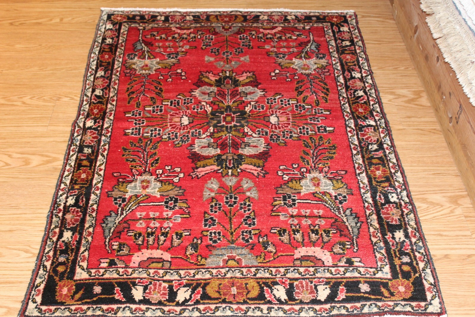 Handmade Lilihan Rug 3'7" x 5' Wool rug Red floral matches Heriz Sarouk Hamadan gallery