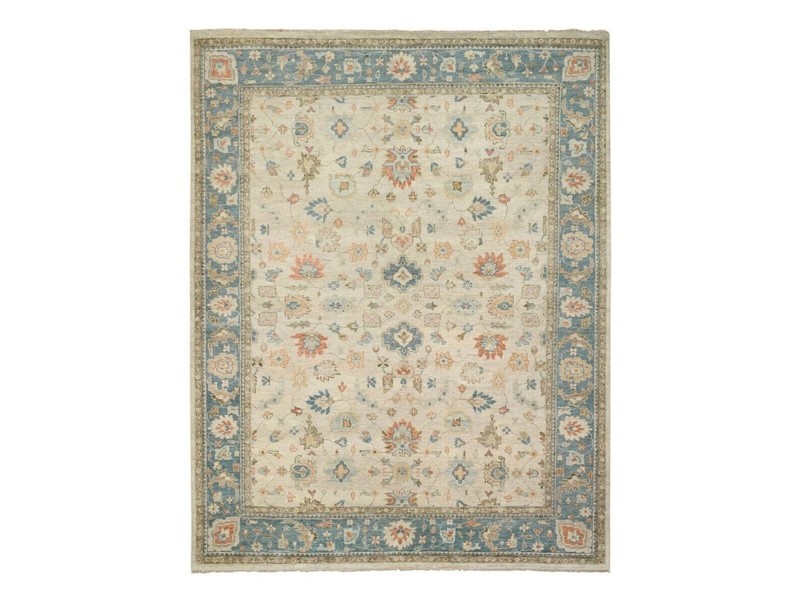 13'10"x 18' Light Cream, Soft Wool Hand Knotted, Oushak with Floral Design Rug gallery