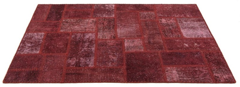 Patchwork 151x100 cm Hand Knotted Vintage Rug Carpet Red gallery
