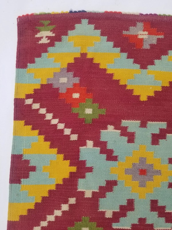 Fine Vintage Traditional Hand Made Oriental Wool Multicolor Kilim 149x66cm gallery