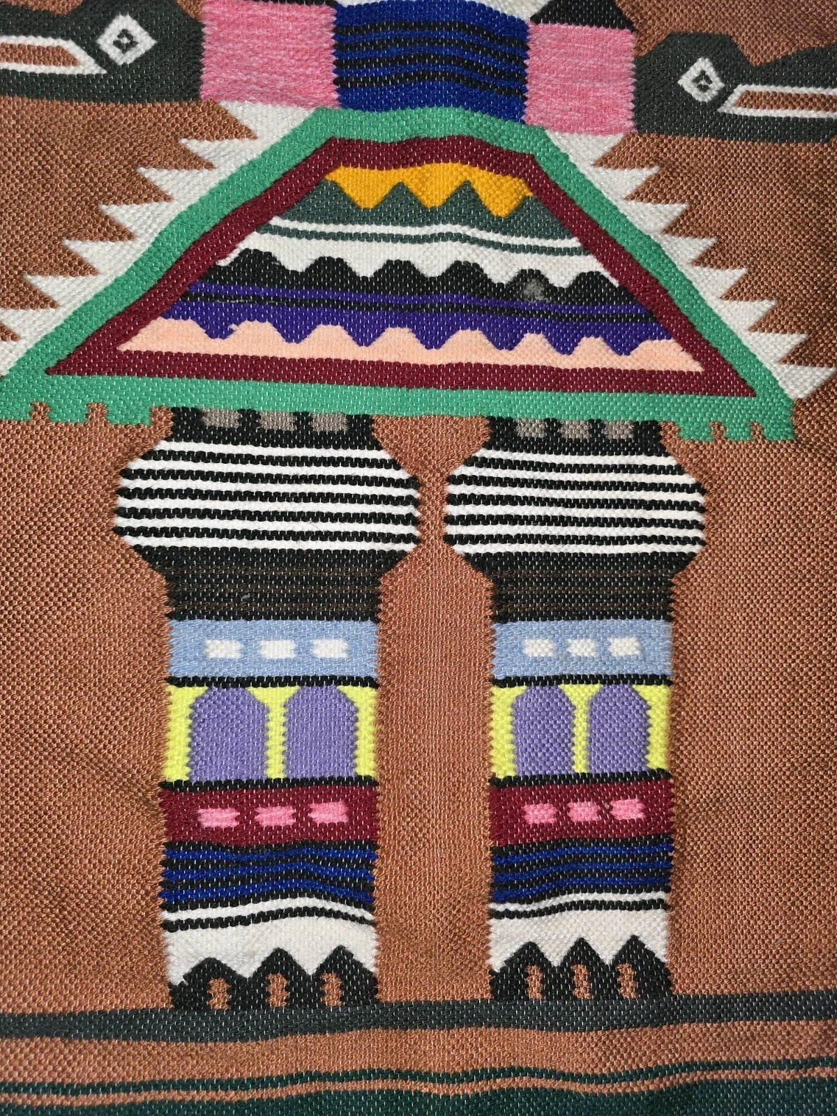 Vintage Artesanias Gladys Wool Made In Ecuador Flat Weave Kilm 25.5"x38" gallery