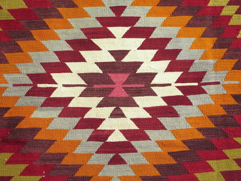 Turkish Kilim Wool Rug, Area Rugs, Handmade Floor Teppich, Large Carpet 72"x139" gallery