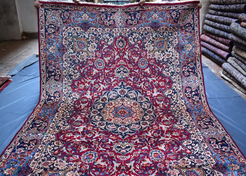 Fine Antique Caucasian Rug 8x11 ft Red Handmade Heris Kazak Vintage Oriental Rug gallery