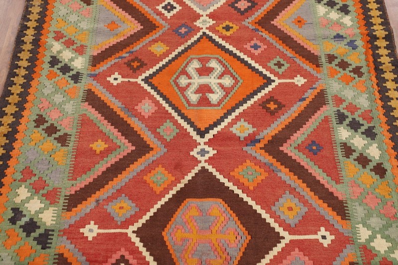 Vegetable Dye Kilim Area Rug 5x9 Ft Hand-Woven Oriental Tribal Wool Carpet gallery
