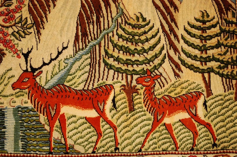 NATURAL WOOL Old Oriental Rugs,Hand Woven,knotted size Approximately 2'4" x 2'9" gallery
